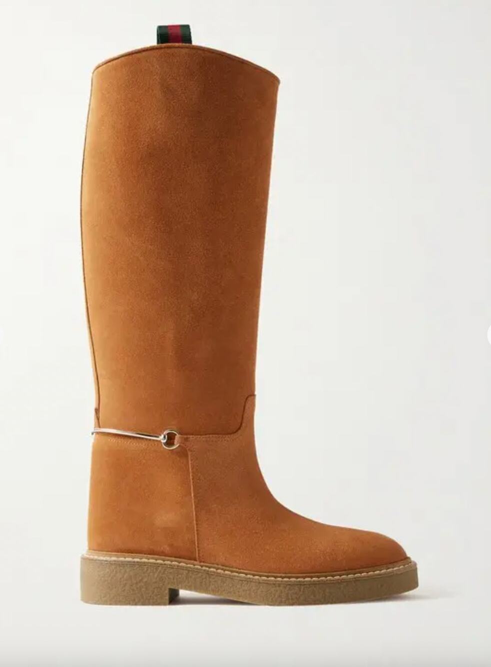 Gucci Edith Tall Knee-High Suede Riding Boots Cognac Horsebit Web EU 39